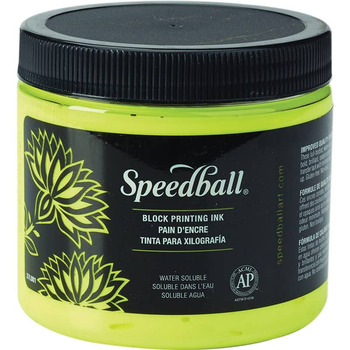 Speedball Water Soluble Block Printing Ink 16 oz - Fluorescent Yellow