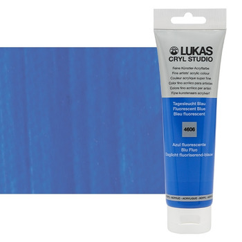 LUKAS CRYL Studio Acrylic Paint - Fluorescent Blue, 125ml Tube