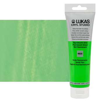 LUKAS CRYL Studio Acrylic Paint - Fluorescent Green, 125ml Tube