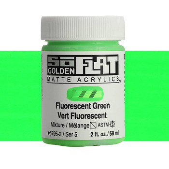 GOLDEN SoFlat Matte Acrylic - Fluorescent Green, 2oz Jar