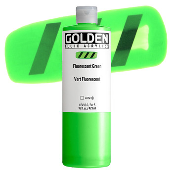 Golden Fluid Acrylic - Fluorescent Green, 16oz Jar