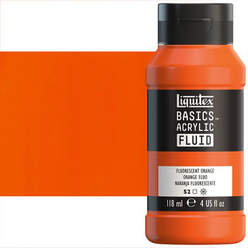 Liquitex BASICS Acrylic Fluid - Fluorescent Orange, 4oz Bottle