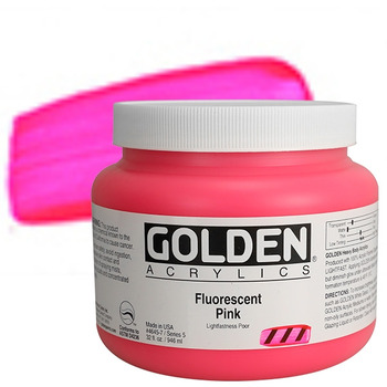 GOLDEN Heavy Body Acrylics - Fluorescent Pink, 32oz Jar