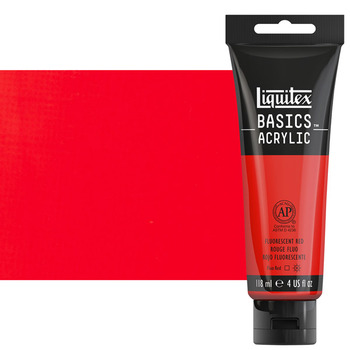 Liquitex Basics Acrylic Paint - Fluorescent Red, 4oz Tube