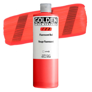 Golden Fluid Acrylic - Fluorescent Red, 16oz Jar
