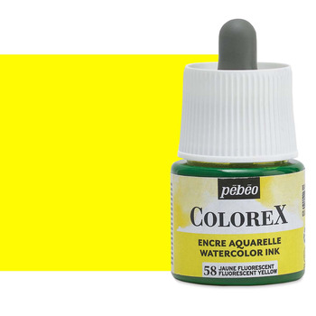 Pebeo Colorex Watercolor Ink, Fluorescent Yellow 45ml