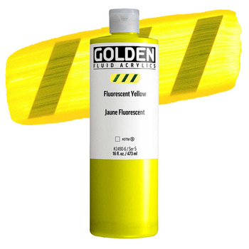 Golden Fluid Acrylic - Fluorescent Yellow, 16oz Jar