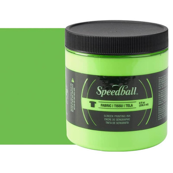 Speedball Fabric Screen Printing Ink 8 oz Jar - Fluorescent Lime Green