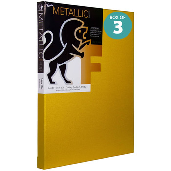 Fredrix Metallic Canvas Gold 1 3/8" Deep 16 x 20 Box of 3