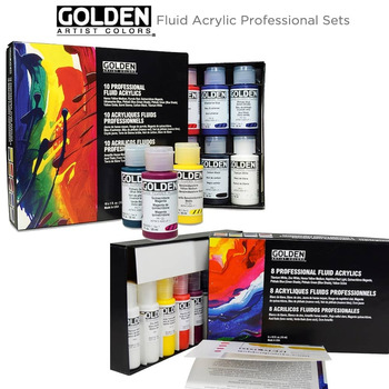 GOLDEN Fluid Acrylic Professional Paint Sets of 8 & 10