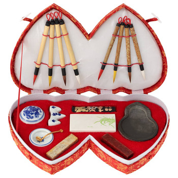 Golden Panda Double Heart Chinese Calligraphy Sets