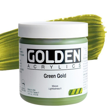 GOLDEN Heavy Body Acrylics - Green Gold, 16oz Jar