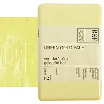 R&F Encaustic Handmade Paint 333 ml Block - Green Gold Pale