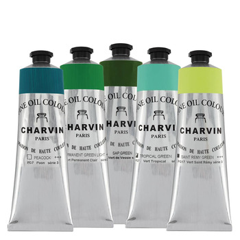 Charvin Fine Oil Colors Greens #2 Set of 5 (150ml)