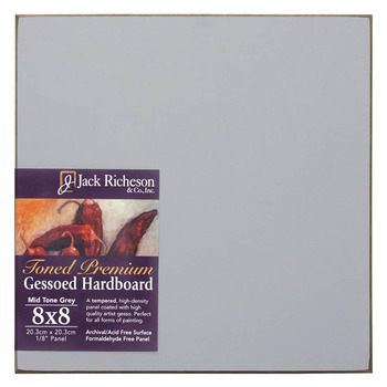 Jack Richeson 1/8" Toned Gesso Hardboard Canvas Panels - Grey, 8"x8"