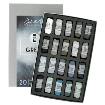 Richeson Hand-Rolled Soft Pastels Set of 20 Grey Tones