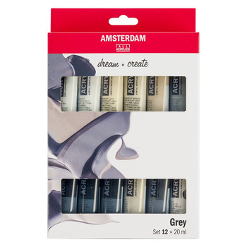Amsterdam Standard Series Acrylic Paint - Greys Set of 12, 20ml Tubes