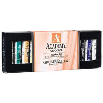 Grumbacher Academy Oil Color Master Set of 12, 24ml Tubes