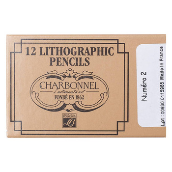 Charbonnel Lithographic Crayon - No2 Medium Hard Black, 12 Count