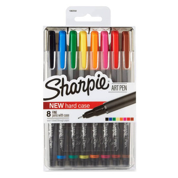 Sharpie Art Pen Set of 8 Fine Pens, Hard Case