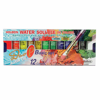 Holbein Duo Aqua Water-Soluble Oil 15ml Basic Set of 12 Assorted Colors