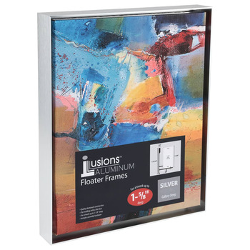 Illusions Aluminum Floater Frame, 8" x 10" Silver - 1-5/8" Deep