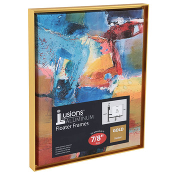Illusions Aluminum Floater Frame, 8" x 10" Gold - 7/8" Deep