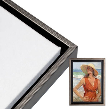 Illusions Floater Frame, 12"x12" Antique Silver/Black - 3/4" Deep