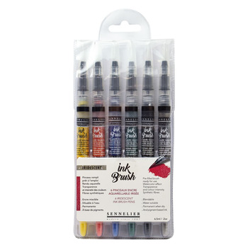 Sennelier Iridescent Colors, Watercolor Ink Brush Set of 6