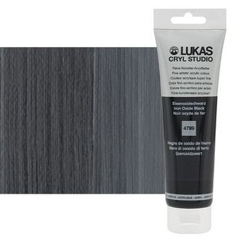 LUKAS CRYL Studio Acrylic Paint - Iron Oxide Black, 125ml Tube