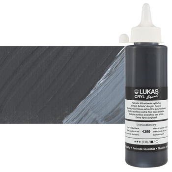 LUKAS Cryl Liquid Acrylic - Iron Oxide Black, 250ml Bottle