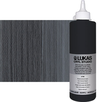 LUKAS Cryl Studio Acrylic Paint - Iron Oxide Black, 500ml Bottle