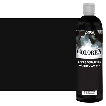 Pebeo Colorex Watercolor Ink, Ivory Black 1 Liter