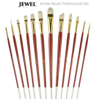 Jewel Professional Bristle Long Handle Brush Set of 12