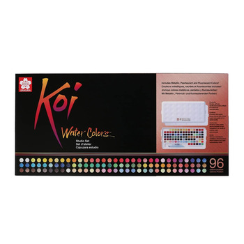 Koi Watercolor Half-Pan Studio Sketch Box w/ Waterbrush Set of 96