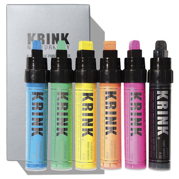 Krink K-55 Paint Markers Box Set of 6, 15mm Block Tip