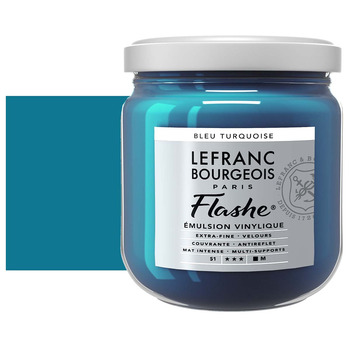 Lefranc & Bourgeois Flashe Vinyl Paint - Turquoise Blue, 400 ml Jar