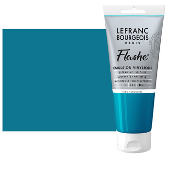 Lefranc & Bourgeois Flashe Vinyl Paint - Turquoise Blue, 80ml Tube