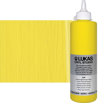 LUKAS Cryl Studio Acrylic Paint - Lemon Yellow (Primary), 500ml Bottle