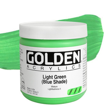 GOLDEN Heavy Body Acrylics - Light Green (Blue Shade), 16oz Jar