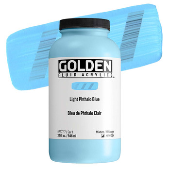 Golden Fluid Acrylic - Light Phthalo Blue, 32oz Jar
