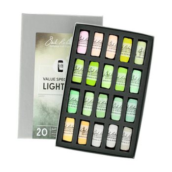 Richeson Hand-Rolled Soft Pastels Set of 20 Value Spectrum: Lights 3