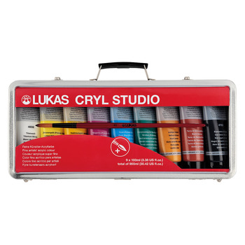 LUKAS CRYL Studio Acrylic Suitcase Set of 9, 100ml Tubes