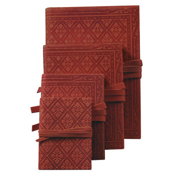Luxury Leather Bound Soft Cover Sketch Book - Red - Embossed Diamond Pattern Cover 3.5x5.1"