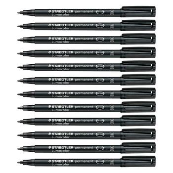 STAEDTLER Lumocolor Permanent Marker Pens Medium #M317 - Black, 1.0mm (Box of 12)