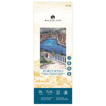Magnani 1404 Portofino Watercolor Pad 140lb Hot Press - 6" x 15" (20 Sheets)