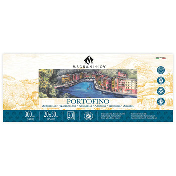 Magnani 1404 Portofino Watercolor Pad 140lb Hot Press - 8" x 20" (20 Sheets)