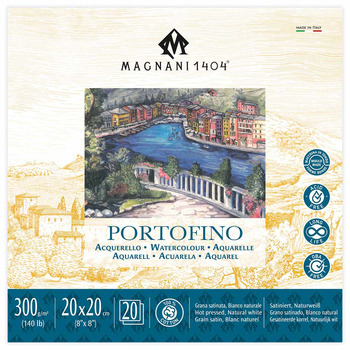 Magnani 1404 Portofino Watercolor Pad 140lb Hot Press - 8" x 8" (20 Sheets)
