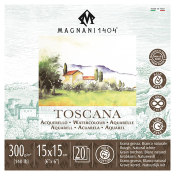 Magnani 1404 Toscana Watercolor Pad 140lb Rough - 6" x 6" (20 Sheets)