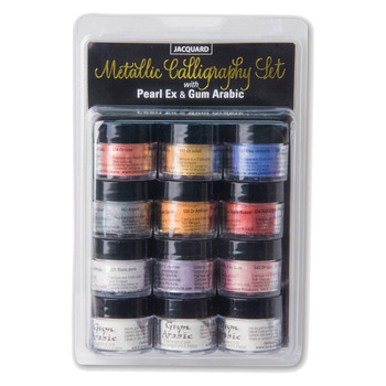 Jacquard Pearl Ex Powder Pigment Metallic Calligraphy Set Assorted Colors